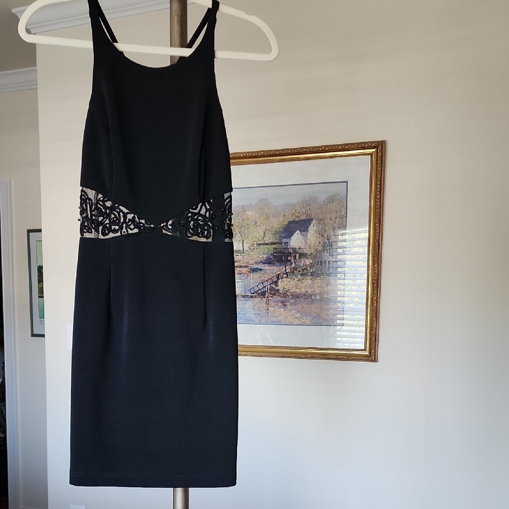 Bari Jay Black Mini Dress with Lace Detail